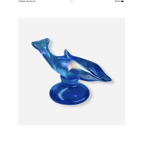 VTG Handmade Grandma Bluebirds Ron Roy Signed Dolphin Figurine Art Glass USA HTF - Picture 7 of 15